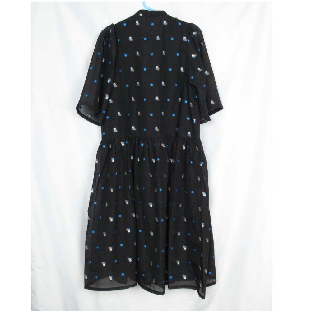 Chic Black and Blue Patterned Midi Dress - Picture 4 of 6